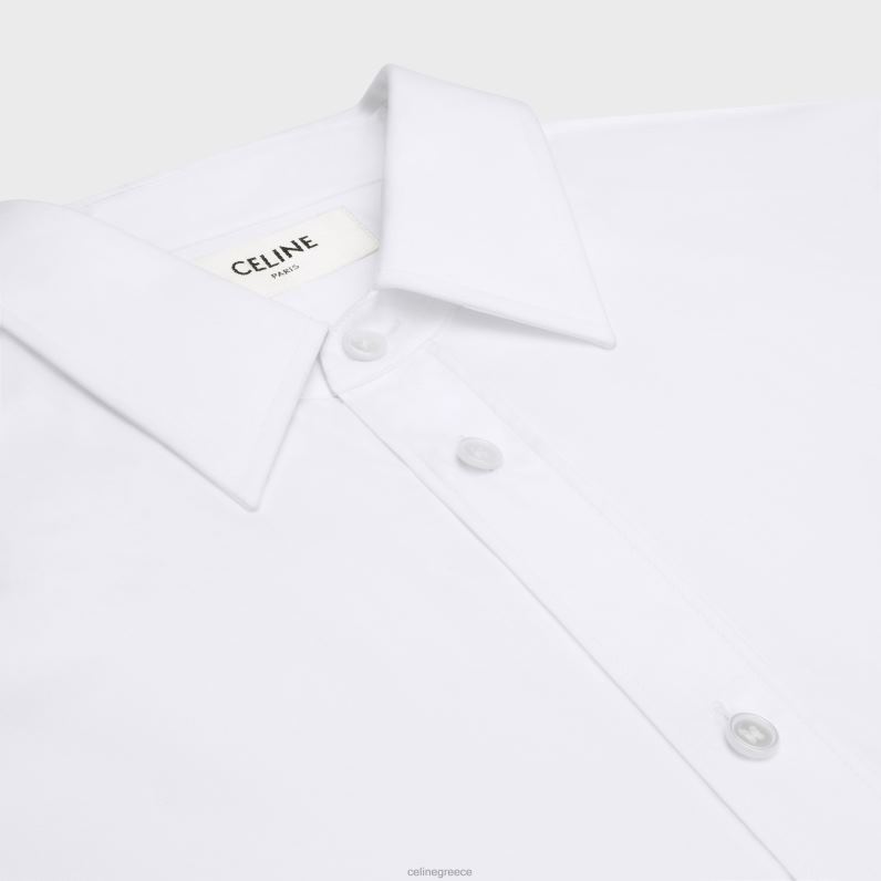 πουκάμισο αγοροκόριτσο από βαμβακερή ποπλίνα γυναίκες CELINE 640PT577 ενδύματα άσπρο