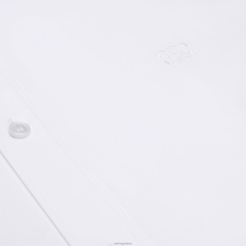 πουκάμισο αγοροκόριτσο από βαμβακερή ποπλίνα γυναίκες CELINE 640PT577 ενδύματα άσπρο