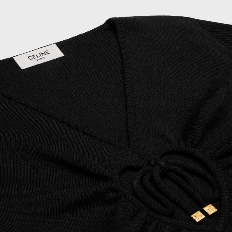 τοπ από καρδιά από μετάξι και βαμβάκι γυναίκες CELINE 640PT580 ενδύματα μαύρος