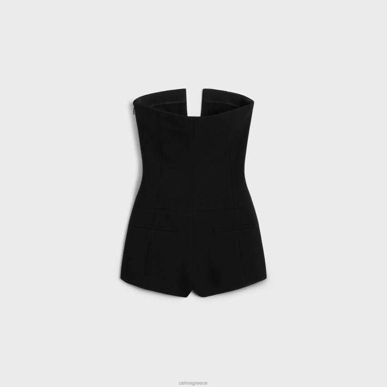 κοντή ολόσωμη φόρμα σε διπλό μαλλί γυναίκες CELINE 640PT656 ενδύματα μαύρος