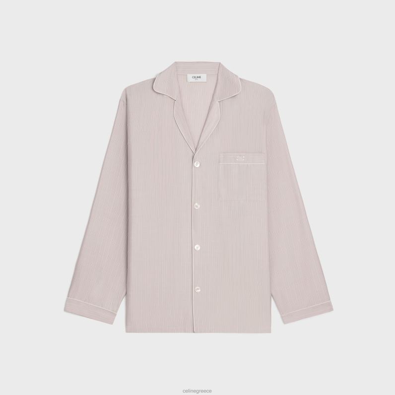 Πυτζάμα πουκάμισο σε ριγέ μετάξι γυναίκες CELINE 640PT681 ενδύματα τριαντάφυλλο clair/craie