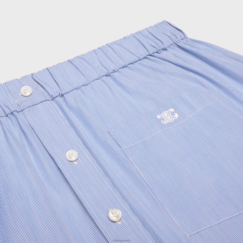 Ανοιχτό πουκάμισο από βαμβακερή ποπλίνα γυναίκες CELINE 640PT845 ενδύματα blanc/marine