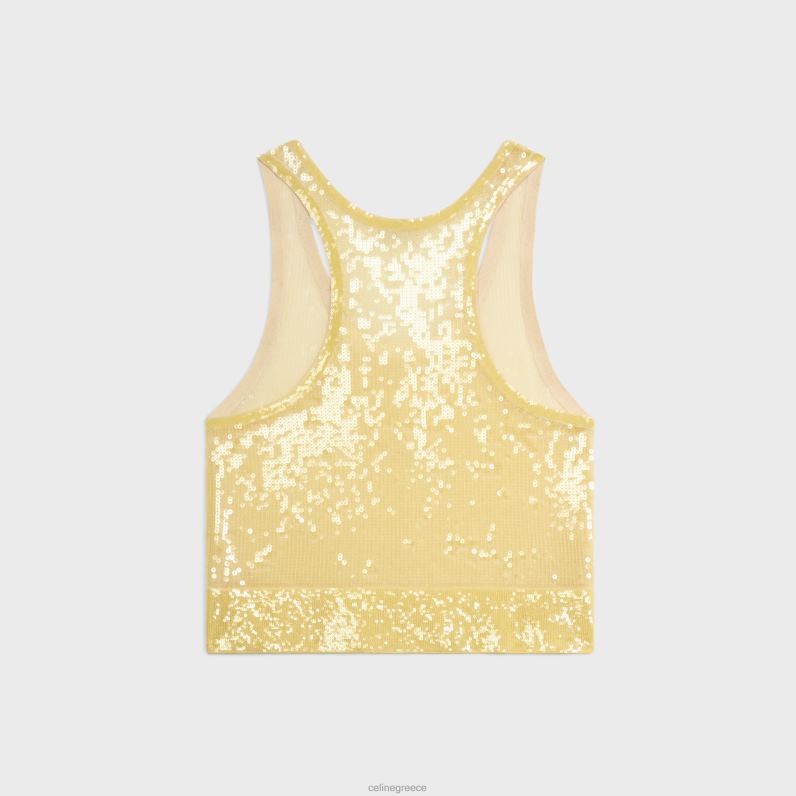 κεντημένο φανελάκι από μετάξι γυναίκες CELINE 640PT847 ενδύματα Ανοιχτό κίτρινο