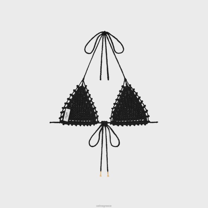 τρίγωνο τοπ από κροσέ βαμβάκι γυναίκες CELINE 640PT849 ενδύματα μαύρος