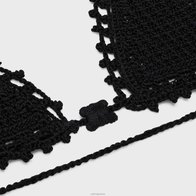 τρίγωνο τοπ από κροσέ βαμβάκι γυναίκες CELINE 640PT849 ενδύματα μαύρος