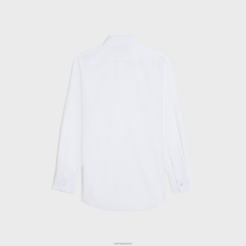 πουκάμισο boyfriend από βαμβακερή ποπλίνα γυναίκες CELINE 640PT832 ενδύματα άσπρο