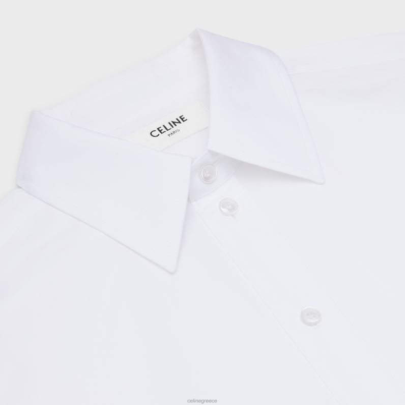 πουκάμισο boyfriend από βαμβακερή ποπλίνα γυναίκες CELINE 640PT832 ενδύματα άσπρο