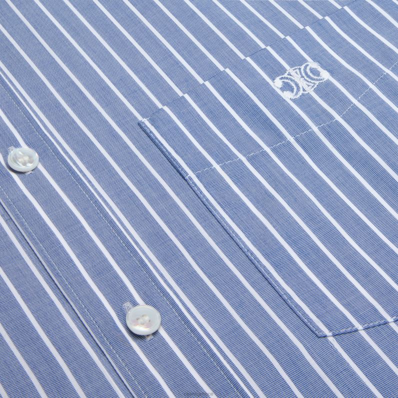 πουκάμισο cambridge από βαμβακερό ριγέ chambray γυναίκες CELINE 640PT635 ενδύματα bleu/blanc