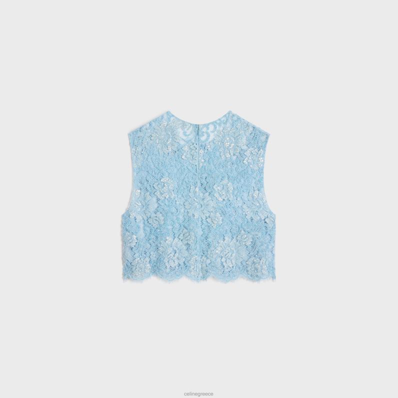 κεντημένο crop top σε δαντέλα γυναίκες CELINE 640PT581 ενδύματα Απαλό μπλέ