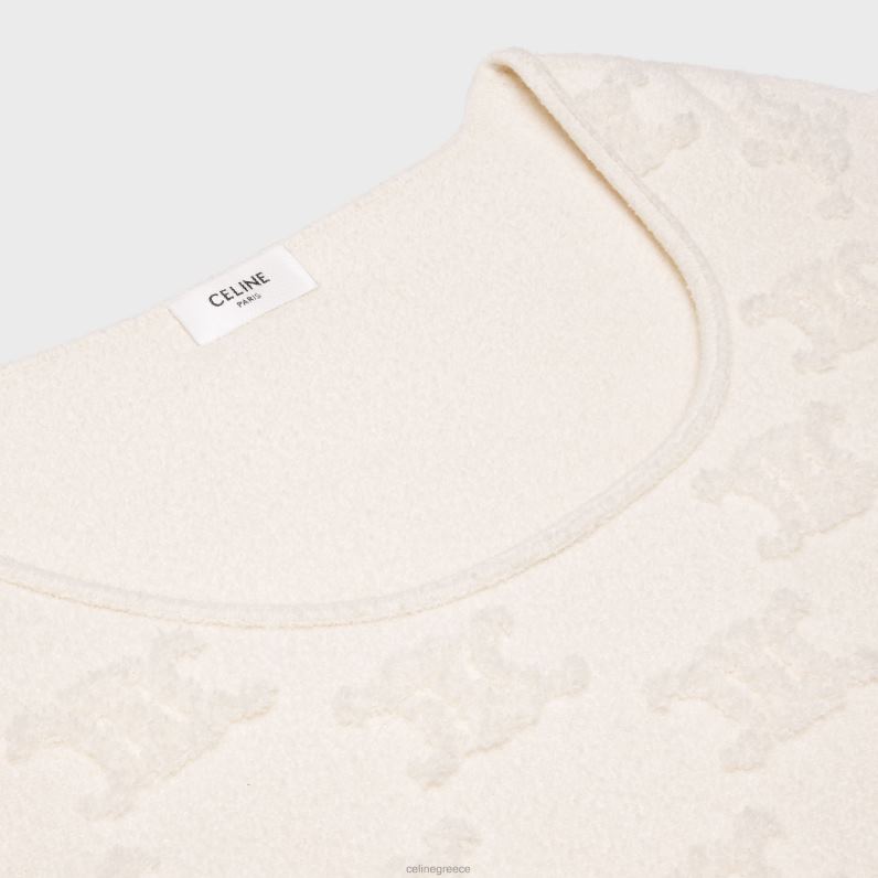 crop top triomphe από βαμβακερό μπουκλ γυναίκες CELINE 640PT848 ενδύματα υπόλευκο