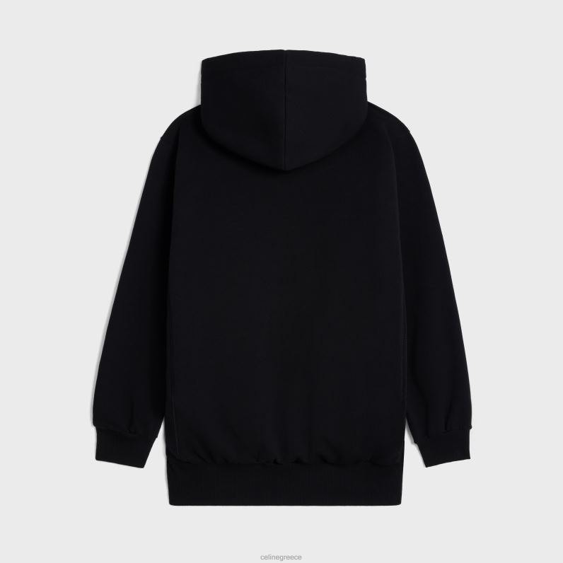 μεγάλου μεγέθους hoodie από βαμβακερό φλις γυναίκες CELINE 640PT669 ενδύματα μαύρο/κίτρινο/άσπρο