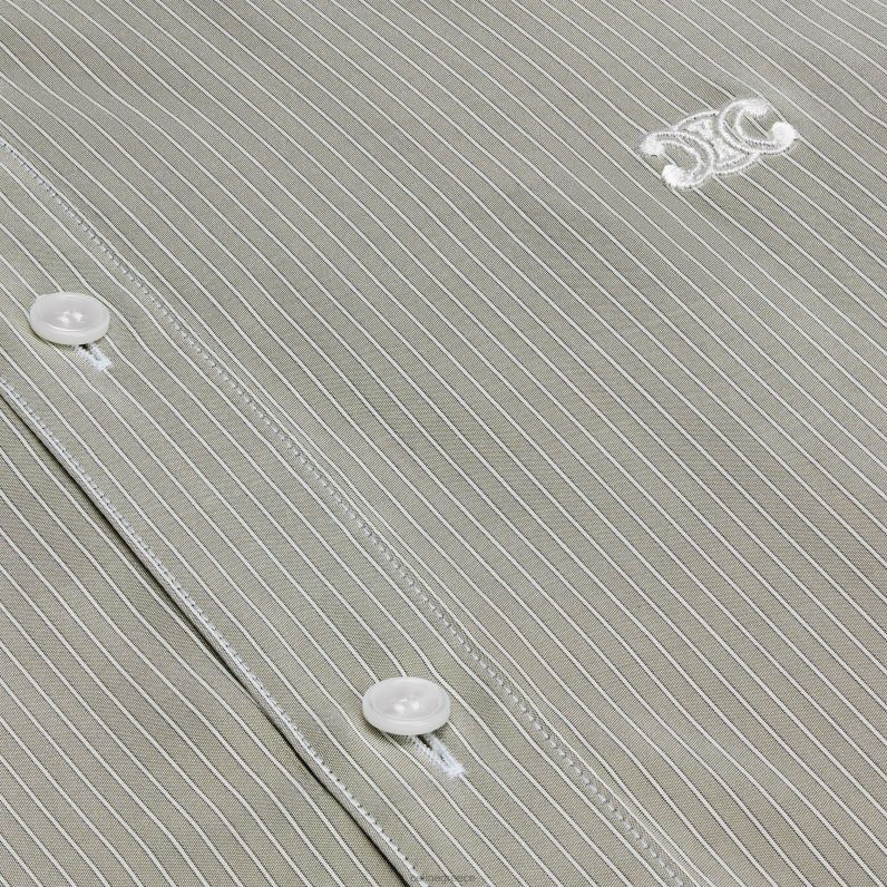 romy πουκάμισο σε ριγέ μετάξι γυναίκες CELINE 640PT836 ενδύματα gris clair/craie/ανθρακί