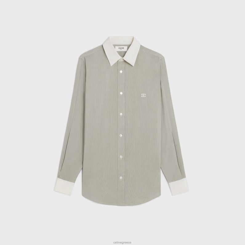 romy πουκάμισο σε ριγέ μετάξι γυναίκες CELINE 640PT837 ενδύματα craie/noir