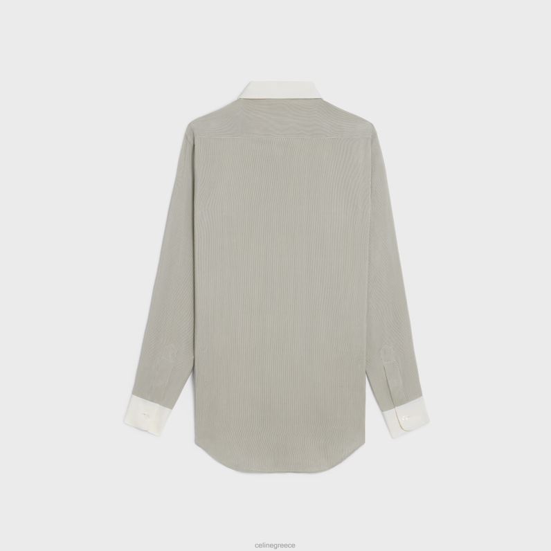 romy πουκάμισο σε ριγέ μετάξι γυναίκες CELINE 640PT837 ενδύματα craie/noir