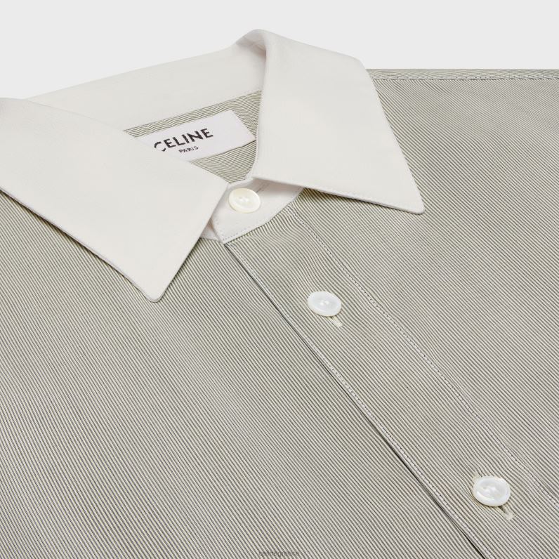 romy πουκάμισο σε ριγέ μετάξι γυναίκες CELINE 640PT837 ενδύματα craie/noir