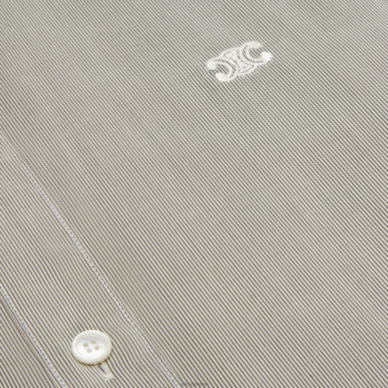 romy πουκάμισο σε ριγέ μετάξι γυναίκες CELINE 640PT837 ενδύματα craie/noir