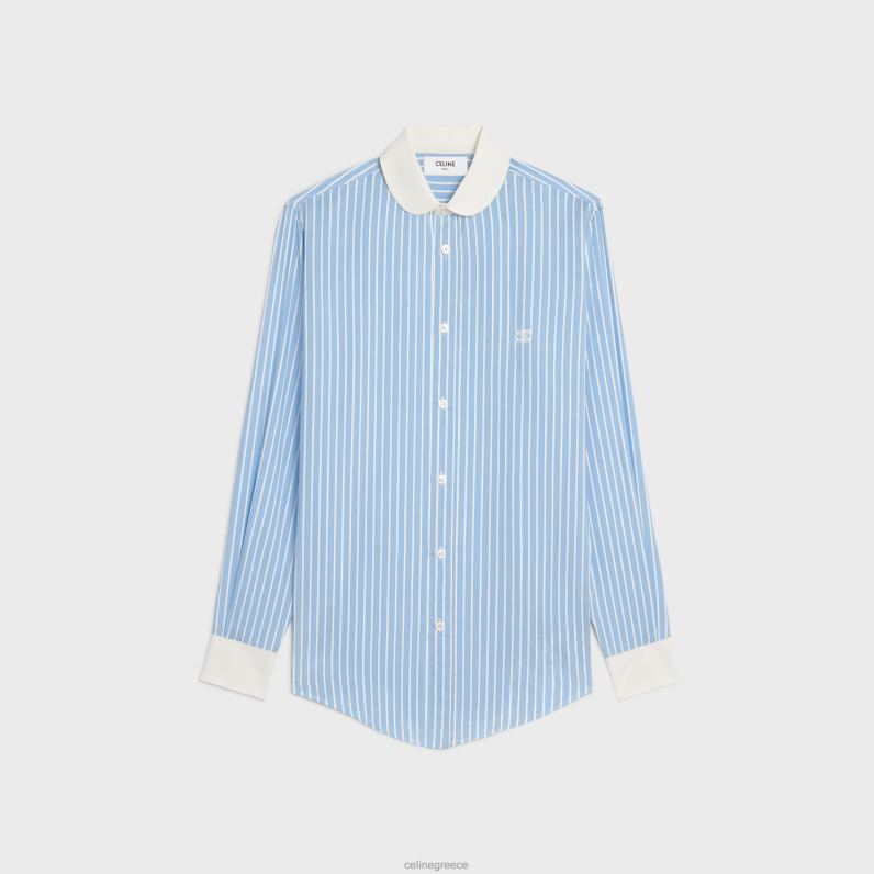 romy πουκάμισο σε ριγέ μετάξι γυναίκες CELINE 640PT838 ενδύματα bleu/craie