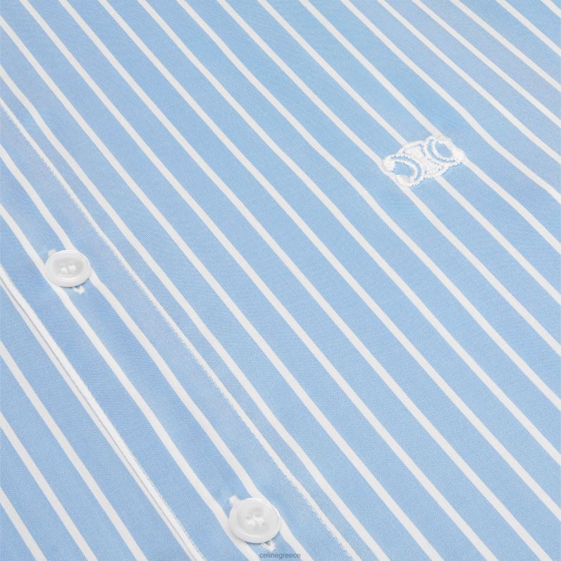 romy πουκάμισο σε ριγέ μετάξι γυναίκες CELINE 640PT838 ενδύματα bleu/craie