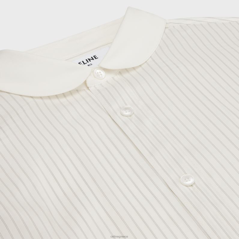 romy πουκάμισο σε ριγέ μετάξι γυναίκες CELINE 640PT839 ενδύματα craie/gris clair