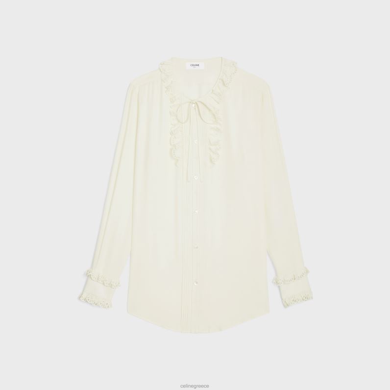 romy πουκάμισο σε μεταξωτό κρεπ & acetate γυναίκες CELINE 640PT828 ενδύματα ελεφαντόδοντο