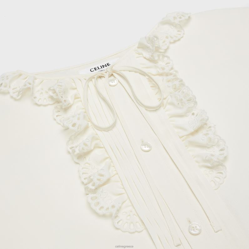 romy πουκάμισο σε μεταξωτό κρεπ & acetate γυναίκες CELINE 640PT828 ενδύματα ελεφαντόδοντο