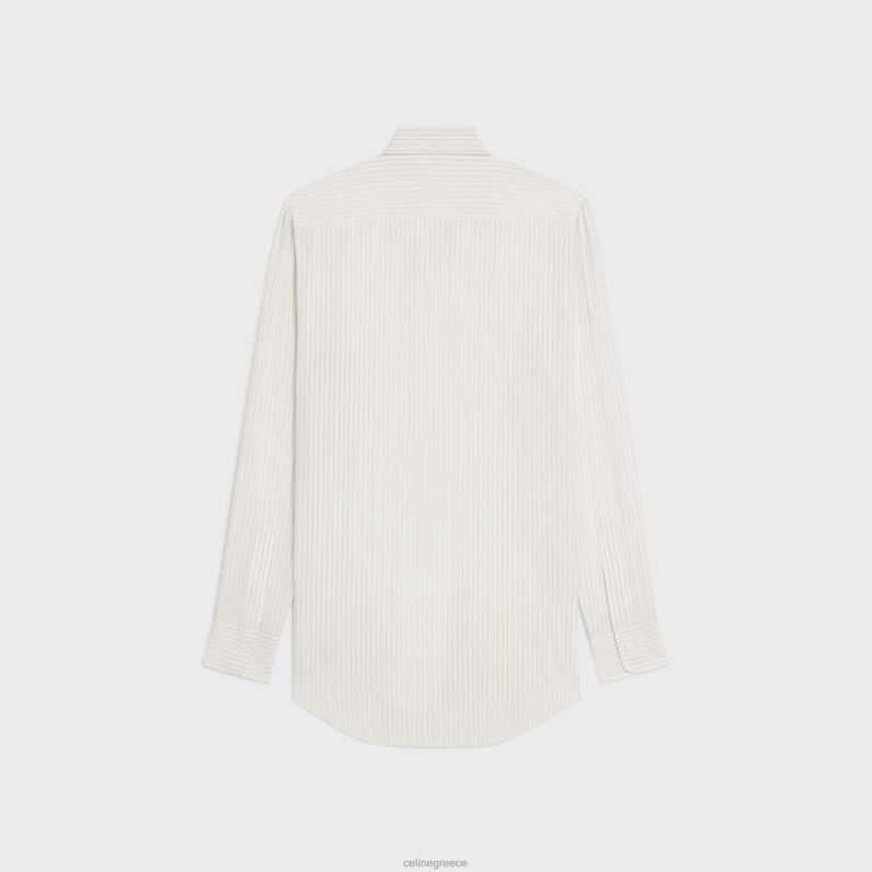 πουκάμισο romy lavalliere σε ριγέ μετάξι γυναίκες CELINE 640PT830 ενδύματα craie/gris clair