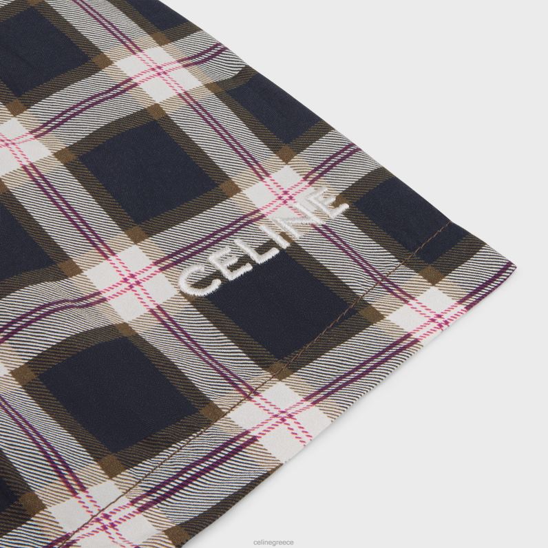 μίνι σορτς σε καρό Παναμά γυναίκες CELINE 640PT683 ενδύματα ανθρακί/κραί/ρουζ