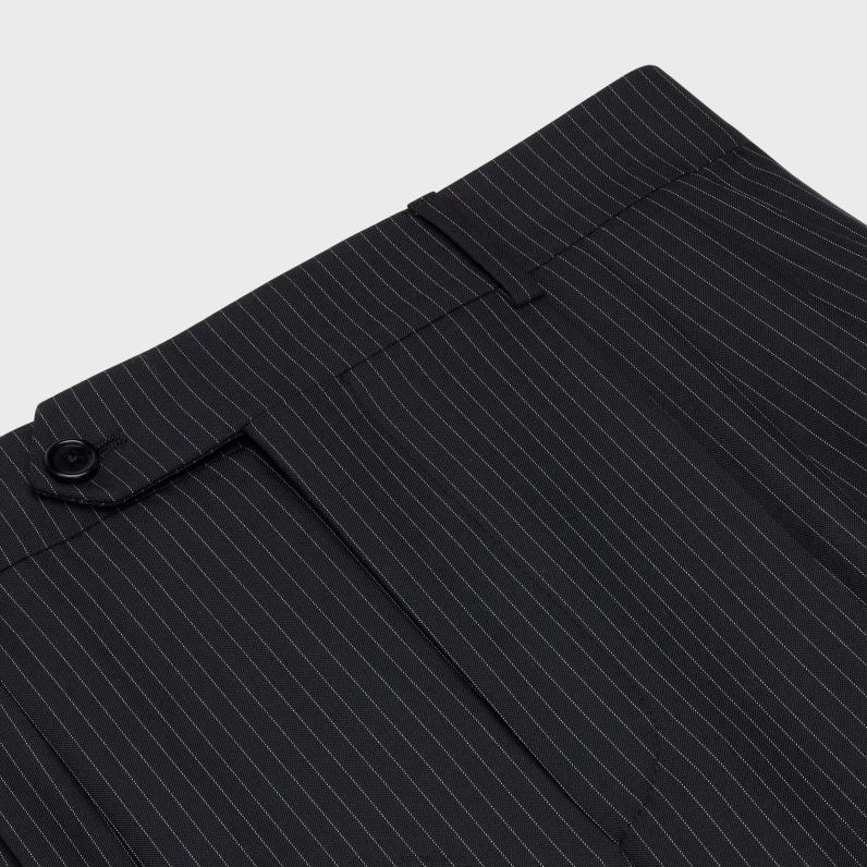 τριπλό σορτς σε ριγέ μαλλί γυναίκες CELINE 640PT877 ενδύματα noir/craie