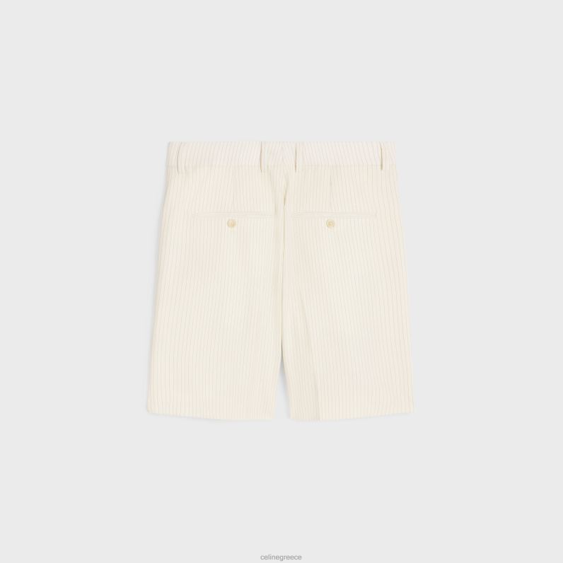 τριπλό σορτς σε ριγέ μαλλί γυναίκες CELINE 640PT878 ενδύματα ελεφαντοστού/νουάρ