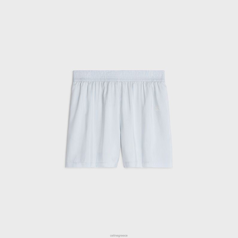 Πυτζάμες σε ριγέ μετάξι γυναίκες CELINE 640PT887 ενδύματα blanc/bleu ciel