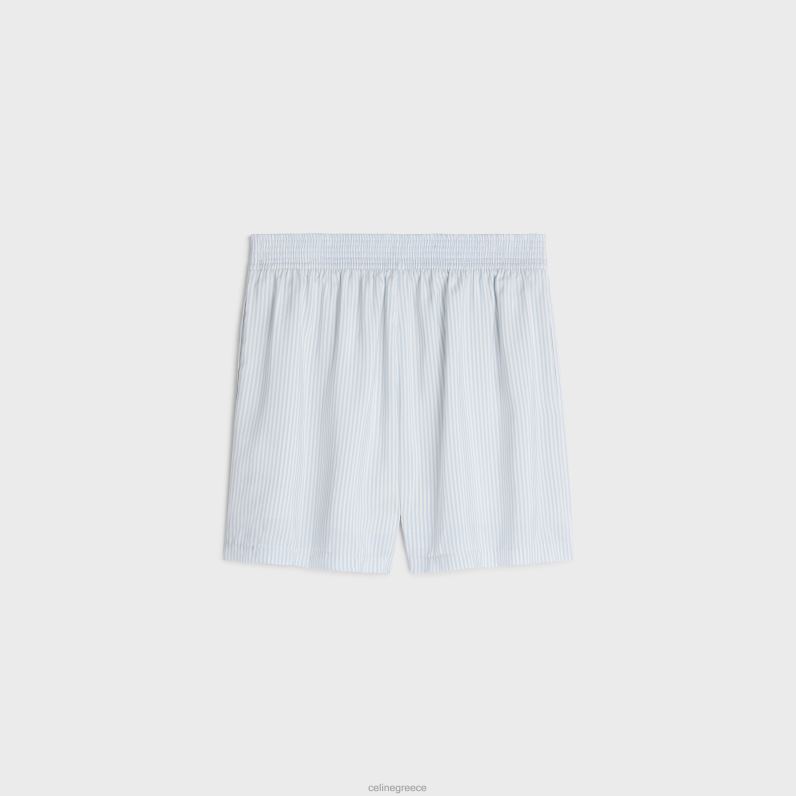 Πυτζάμες σε ριγέ μετάξι γυναίκες CELINE 640PT887 ενδύματα blanc/bleu ciel