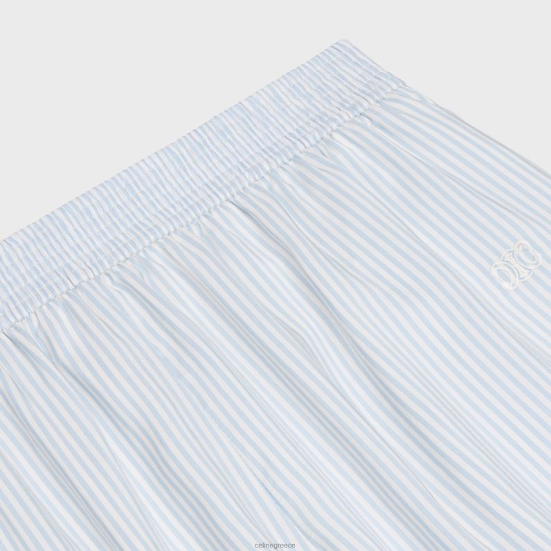 Πυτζάμες σε ριγέ μετάξι γυναίκες CELINE 640PT887 ενδύματα blanc/bleu ciel