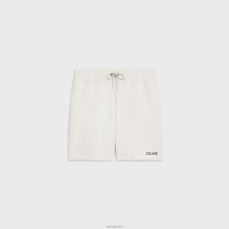 φαρδύ σορτς από βαμβακερό φλις γυναίκες CELINE 640PT888 ενδύματα κρεμ/μαύρο
