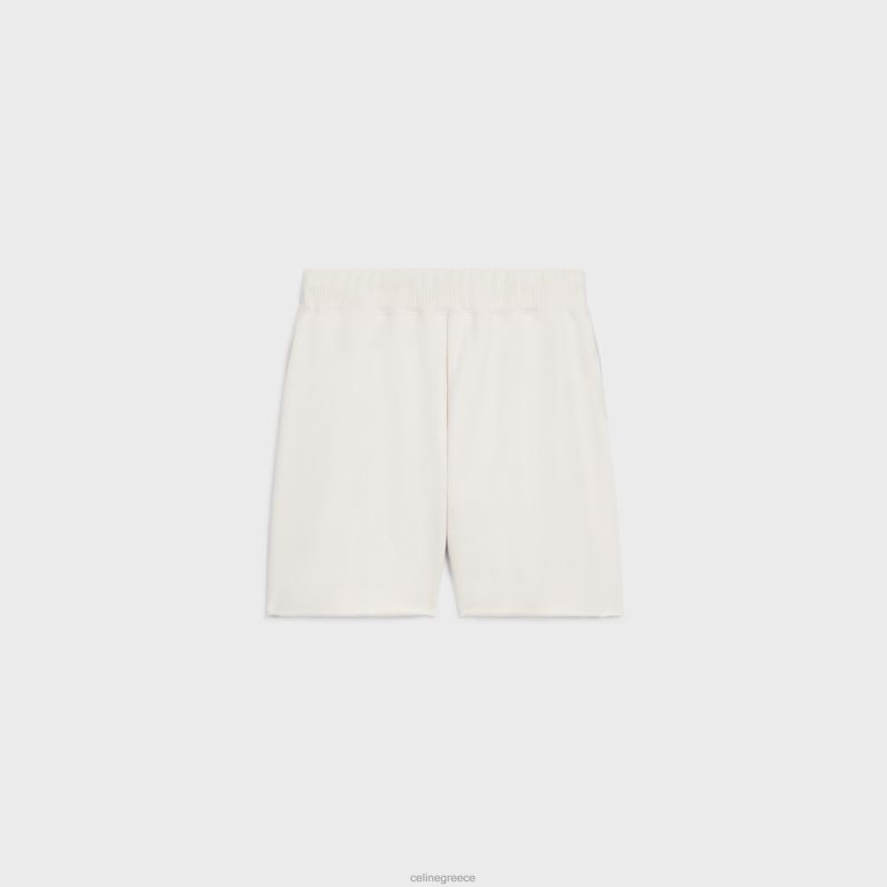 φαρδύ σορτς από βαμβακερό φλις γυναίκες CELINE 640PT888 ενδύματα κρεμ/μαύρο