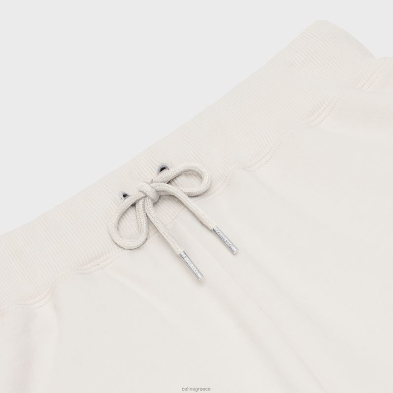 φαρδύ σορτς από βαμβακερό φλις γυναίκες CELINE 640PT888 ενδύματα κρεμ/μαύρο