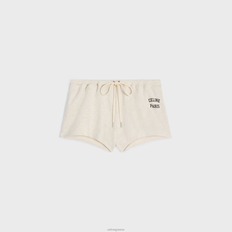Μίνι σορτς paris από βαμβακερό φλις γυναίκες CELINE 640PT598 ενδύματα κρεμ/μαύρο