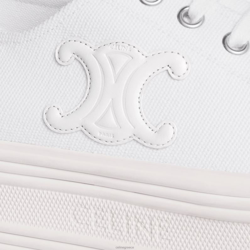 Jane χαμηλό sneaker με κορδόνια σε καμβά & δέρμα μοσχαριού γυναίκες CELINE 640PT949 είδη υπόδησης οπτικό λευκό
