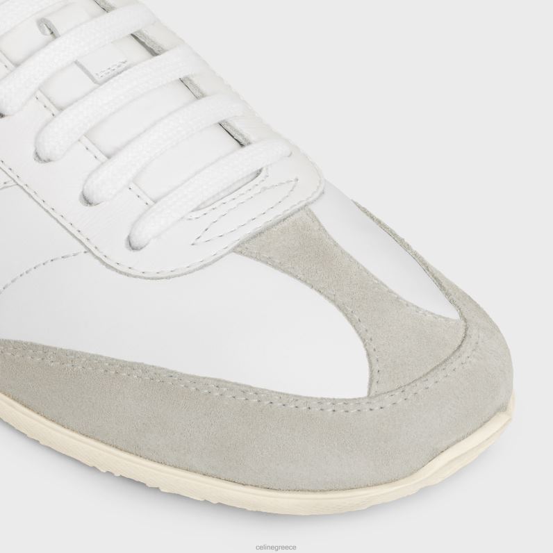 jogger χαμηλό sneaker με κορδόνια σε δέρμα μοσχαριού & δέρμα σουέτ γυναίκες CELINE 640PT912 είδη υπόδησης οπτικό λευκό/γκρι