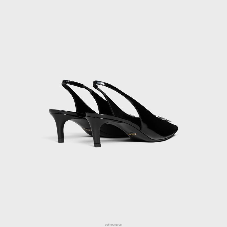 alma triomphe slingback σε γυαλιστερό δέρμα μοσχαριού γυναίκες CELINE 640PT977 είδη υπόδησης μαύρος