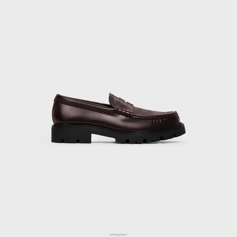 loafer margaret brogue με διάτρητο θρίαμβο σε γυαλισμένο δέρμα ταύρου γυναίκες CELINE 640PT966 είδη υπόδησης Βουργουνδία