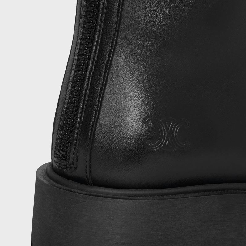 μποτάκι margaret με διπλή πόρπη με φερμουάρ από δέρμα μοσχαριού γυναίκες CELINE 640PT952 είδη υπόδησης μαύρος