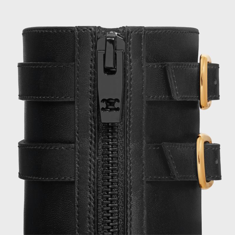 μποτάκι margaret με διπλή πόρπη με φερμουάρ από δέρμα μοσχαριού γυναίκες CELINE 640PT952 είδη υπόδησης μαύρος