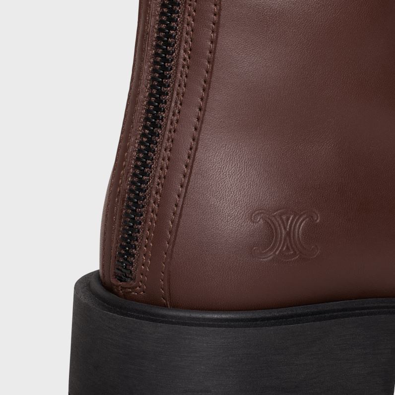 μποτάκι margaret με διπλή πόρπη με φερμουάρ από δέρμα μοσχαριού γυναίκες CELINE 640PT953 είδη υπόδησης έβενος