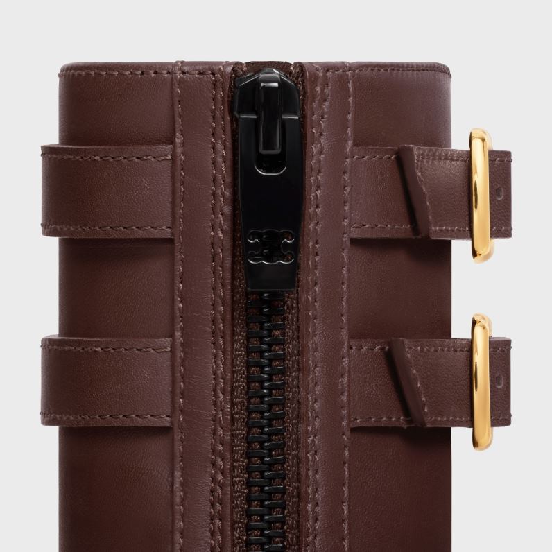 μποτάκι margaret με διπλή πόρπη με φερμουάρ από δέρμα μοσχαριού γυναίκες CELINE 640PT953 είδη υπόδησης έβενος