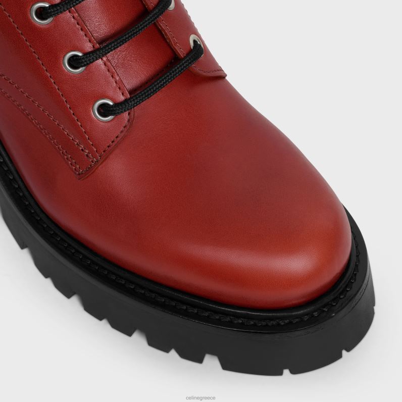 triomphe rangers μποτάκι με κορδόνια από δέρμα μοσχαριού γυναίκες CELINE 640PT926 είδη υπόδησης τούβλο