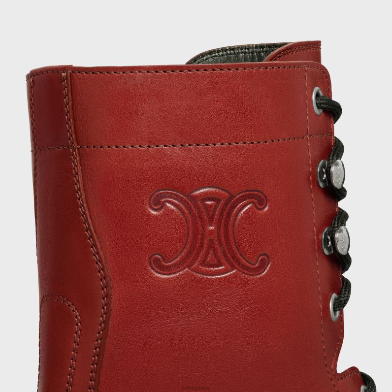 triomphe rangers μποτάκι με κορδόνια από δέρμα μοσχαριού γυναίκες CELINE 640PT926 είδη υπόδησης τούβλο