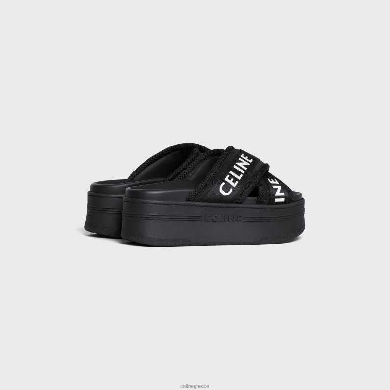 μπλοκ τσουλήθρα σε πλέγμα & ύφασμα γυναίκες CELINE 640PT1003 είδη υπόδησης μαύρο/οπτικό λευκό