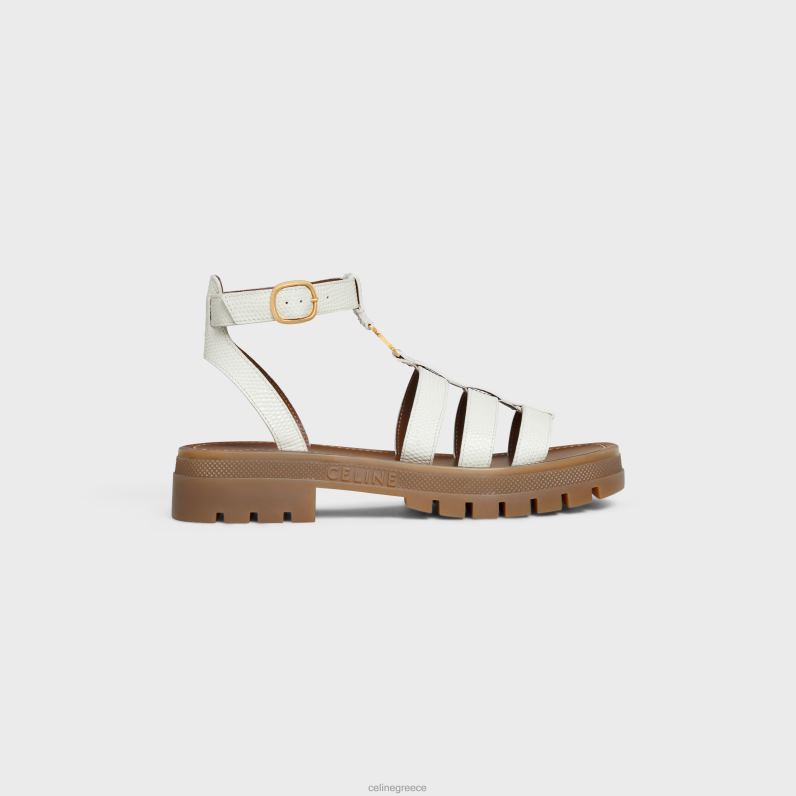 clea triomphe gladiator σανδάλι σε δέρμα μοσχαριού με στάμπα σαύρας γυναίκες CELINE 640PT938 είδη υπόδησης Ανοιχτό κίτρινο