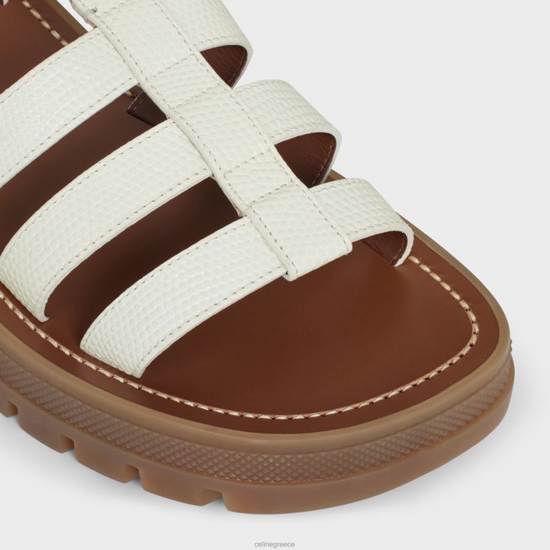 clea triomphe gladiator σανδάλι σε δέρμα μοσχαριού με στάμπα σαύρας γυναίκες CELINE 640PT938 είδη υπόδησης Ανοιχτό κίτρινο