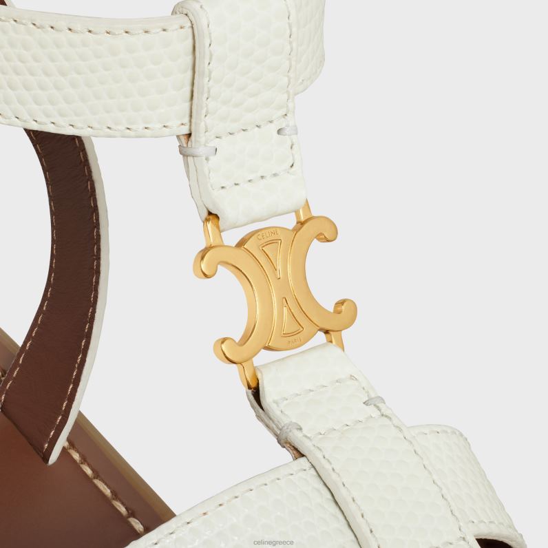 clea triomphe gladiator σανδάλι σε δέρμα μοσχαριού με στάμπα σαύρας γυναίκες CELINE 640PT938 είδη υπόδησης Ανοιχτό κίτρινο